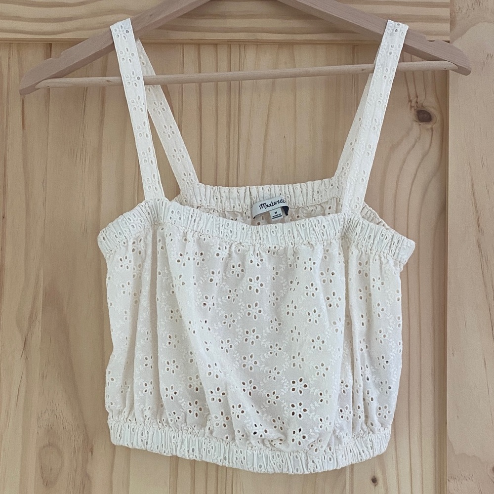 Madewell Cream Eyelet Cropped Tank. Worn 3 times - Picture 2 of 6
